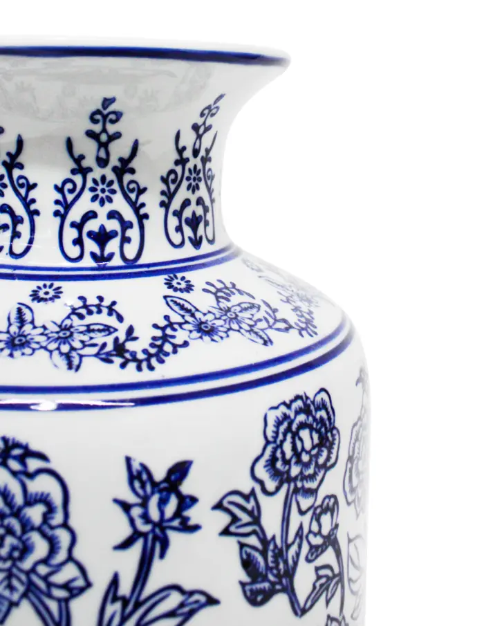 Jarrón de porcelana estampado flores de 19x19x40cm - Image 3