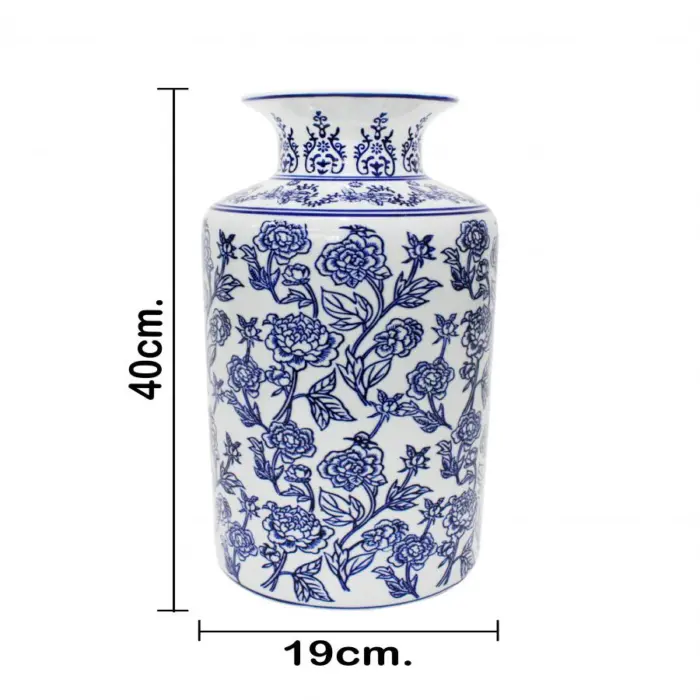 Jarrón de porcelana estampado flores de 19x19x40cm - Image 4
