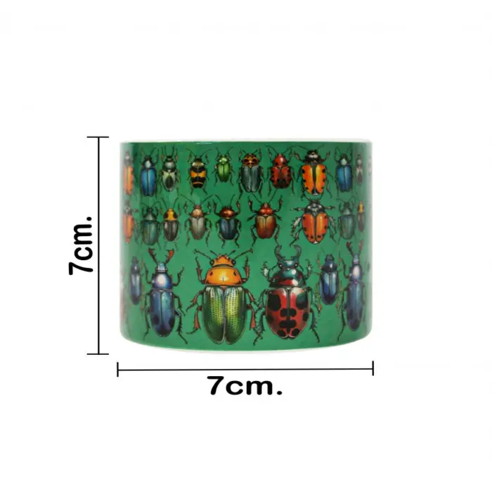 Maceta de ceramica verde con escarabajos de 7x7cm - Image 4