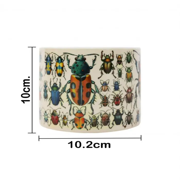 Maceta de ceramica beige con escarabajos de 10.2x10cm - Image 4