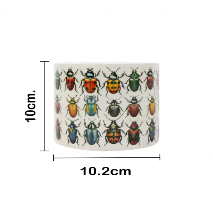 Maceta de ceramica beige con escarabajos de 7x7cm - Image 4