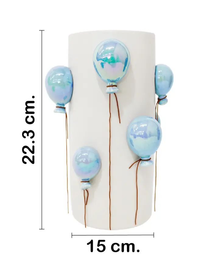 Florero de ceramica con globos azules de 15x15x22.3cm - Image 2