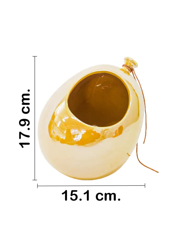 Florero de ceramica diseño globo amarillo de 15.7x15.1x17.9cm - Image 2