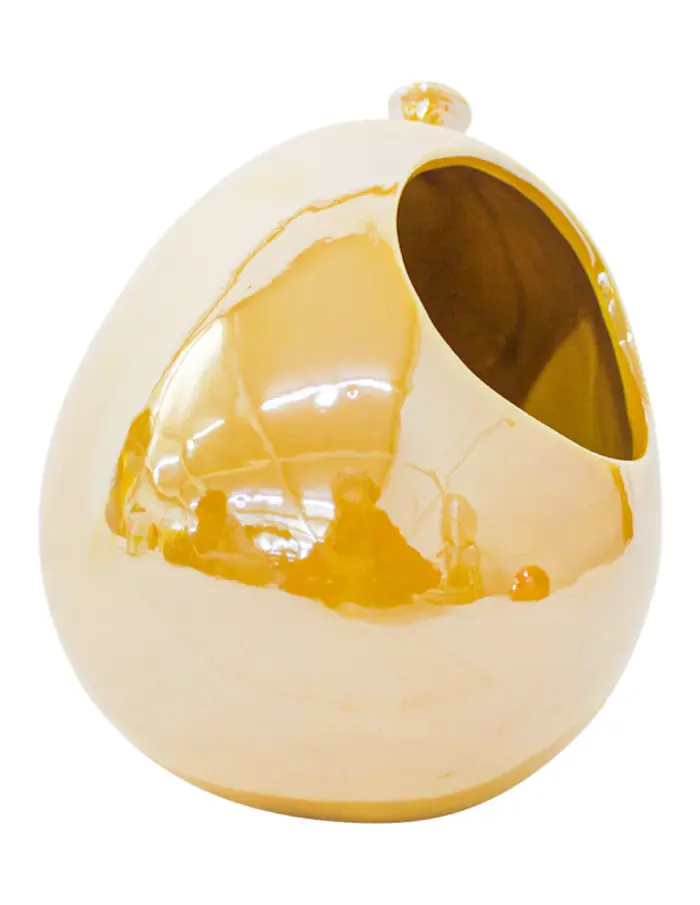 Florero de ceramica diseño globo amarillo de 15.7x15.1x17.9cm - Image 3