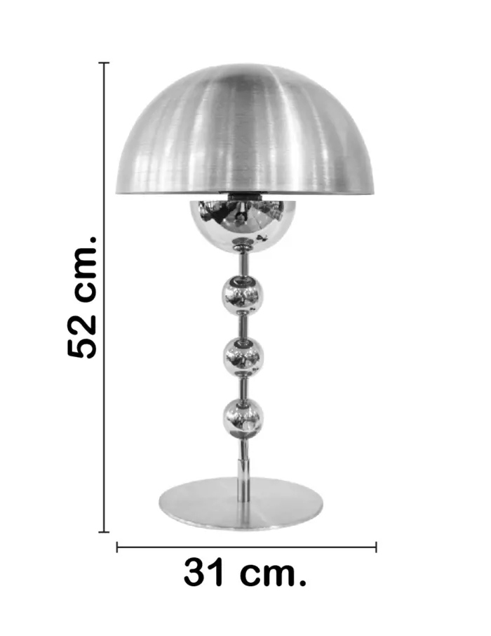 Lámpara de mesa de metal diseño cúpula plateada de 31x31x52cm - Image 2
