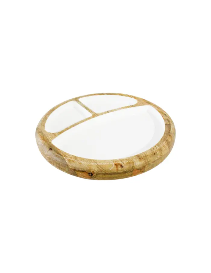 Botanero de madera con metal y compartimientos blanco de 19x19x4cm - Image 2