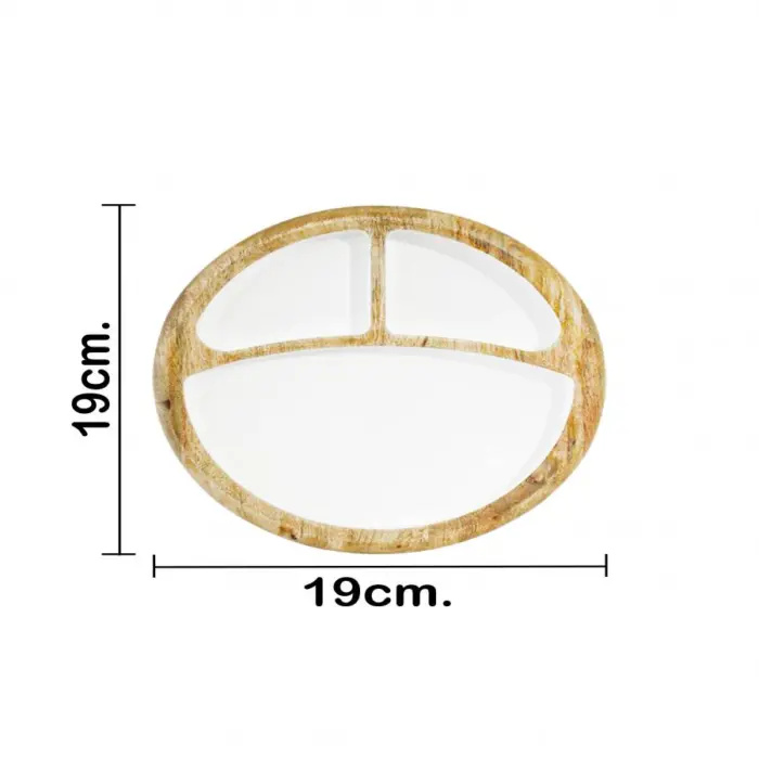 Botanero de madera con metal y compartimientos blanco de 19x19x4cm - Image 4