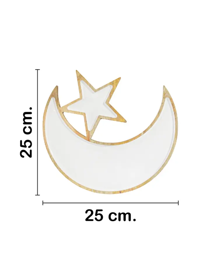 Botanero de madera con metal diseño luna con estrella blanca de 25x25x3cm - Image 2