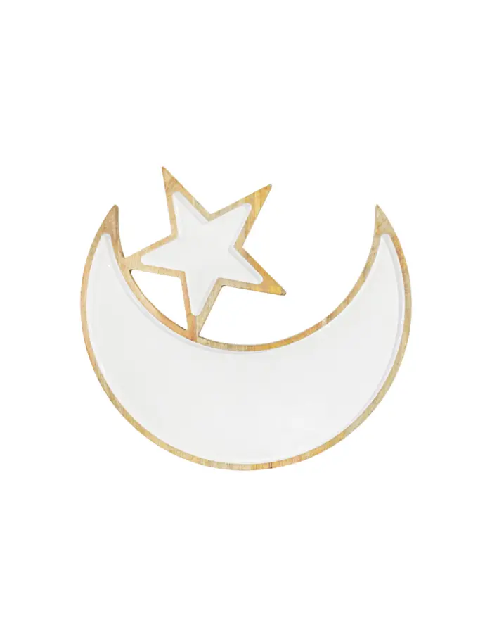 Botanero de madera con metal diseño luna con estrella blanca de 25x25x3cm - Image 3