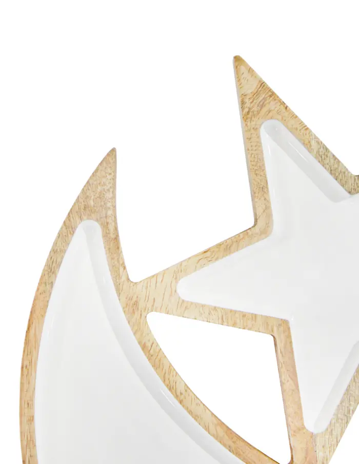 Botanero de madera con metal diseño luna con estrella blanca de 25x25x3cm - Image 4