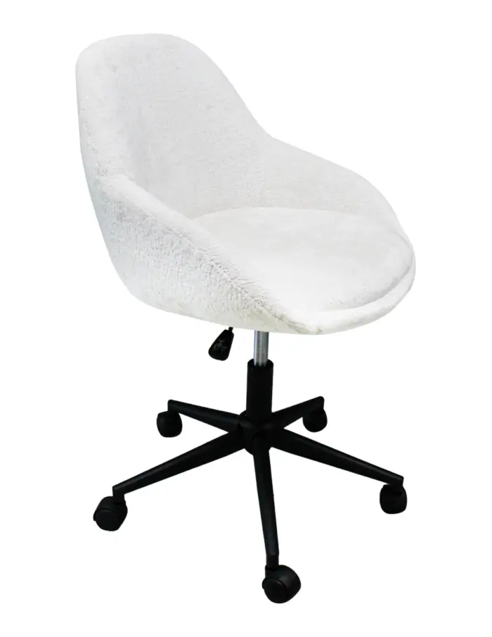 Sillon giratorio de tela blanca de 56.5x61x77.5/87cm peso soportado136kgs - Image 2