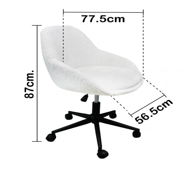 Sillon giratorio de tela blanca de 56.5x61x77.5/87cm peso soportado136kgs - Image 4