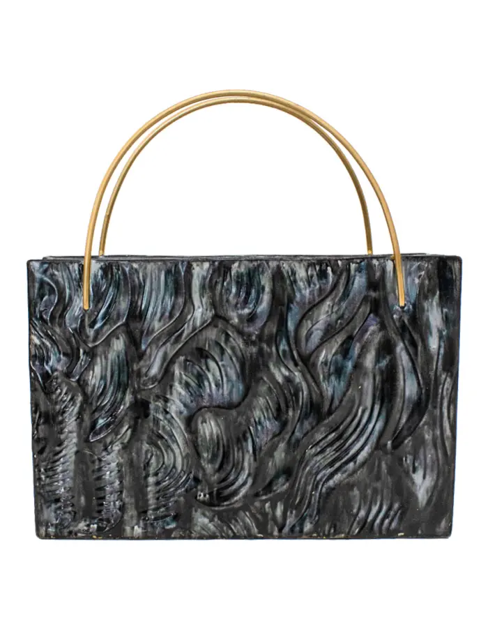 Florero de metal diseño bolsa negro de 32.4x8.9x33.7cm - Image 3