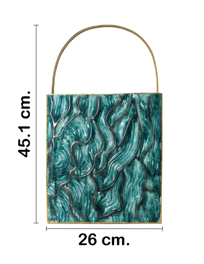 Florero de metal diseño bolsa azul de 26.0x8.3x45.1cm - Image 2