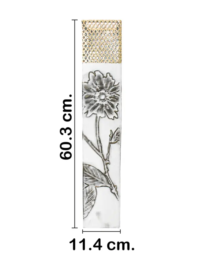 Florero de metal blanco con flores de 11.4x11.4x60.3cm - Image 2
