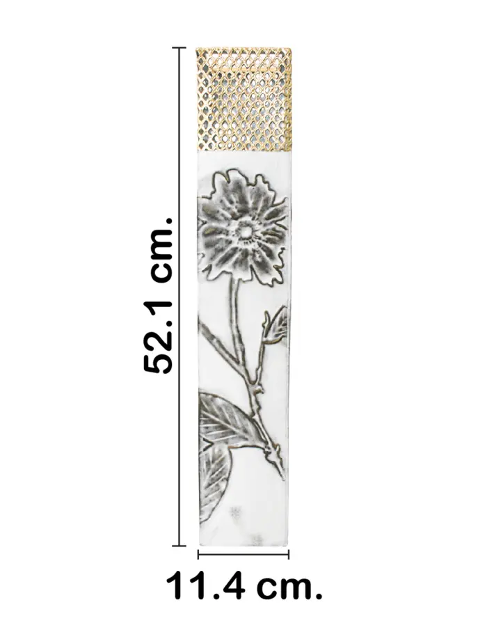 Florero de metal blanco con flores de 11.4x11.4x52.1cm - Image 2