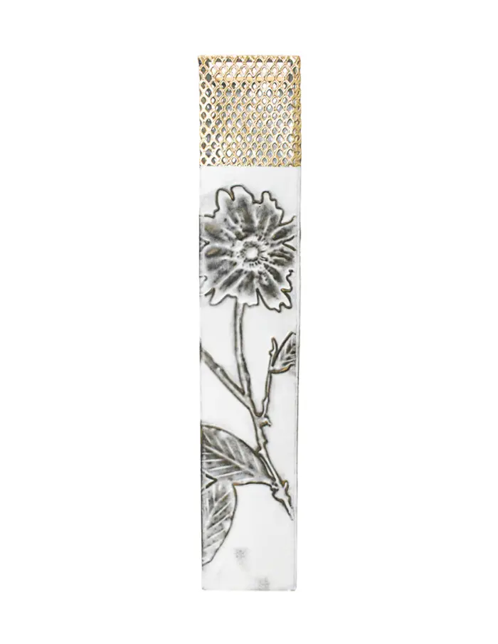 Florero de metal blanco con flores de 11.4x11.4x52.1cm - Image 3