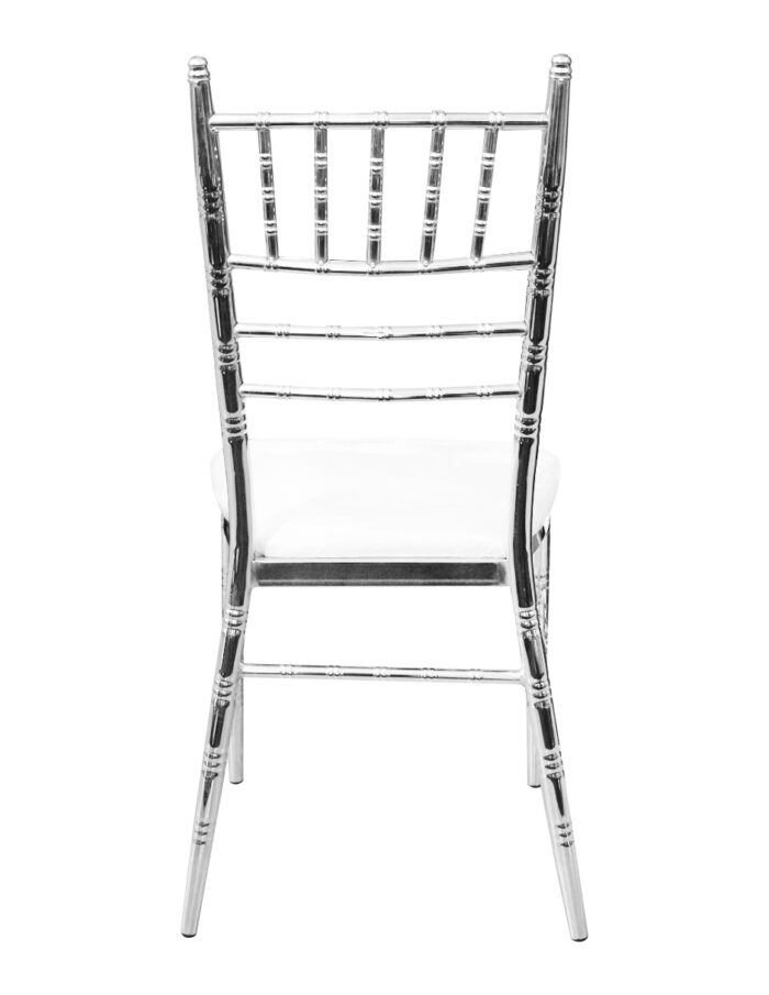 Silla Tifanny de metal plateada con asiento acojinado blanco de 50x40x93x44cm Soporta 120kg - Image 3