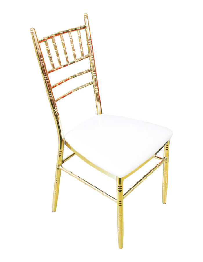 Silla de metal dorada con asiento suave de 50x40x93x44cm Soporta 120kg - Image 2