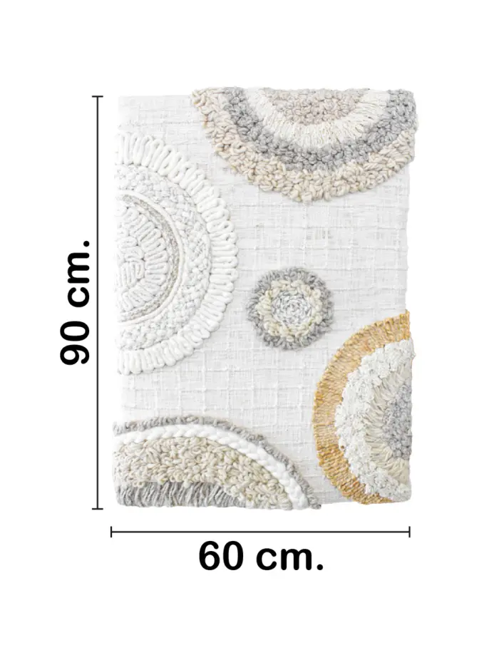 Cuadro en tonos cafe con círculos de lana de 60X90cm - Image 2