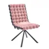 Silla de terciopelo diseño bolas con respaldo cuadrado rosa de 51x69x92cm - Image 2