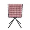 Silla de terciopelo diseño bolas con respaldo cuadrado rosa de 51x69x92cm - Image 4