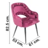 Silla de terciopelo con descansabrazos diseño bolas en la orilla borgoña de 53x61x82.5cm - Image 2
