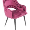 Silla de terciopelo con descansabrazos diseño bolas en la orilla borgoña de 53x61x82.5cm - Image 4