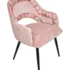 Silla de terciopelo rosa con descansabrazos y bolas a la orilla de 53x61x82.5cm - Image 2