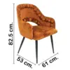 Silla de terciopelo con descansabrazos diseño bolas en la orilla marrón de 53x61x82.5cm - Image 2