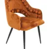 Silla de terciopelo con descansabrazos diseño bolas en la orilla marrón de 53x61x82.5cm - Image 4