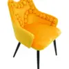 Silla de terciopelo con descansabrazos y diseño en el respaldo amarilla de 54x61x86cm - Image 2