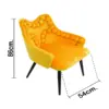 Silla de terciopelo con descansabrazos y diseño en el respaldo amarilla de 54x61x86cm - Image 4