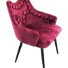Silla de terciopelo con descansabrazos y diseño en el respaldo borgoña de 54x61x86cm - Image 2
