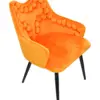 Silla de terciopelo con descansabrazos y diseño en el respaldo naranja de 54x61x86cm - Image 2