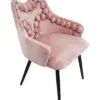 Silla de terciopelo con descansabrazos y diseño en el respaldo rosa de 54x61x86cm - Image 2