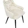 Silla de terciopelo con descansabrazos y diseño en el respaldo beige de 54x61x86cm - Image 2