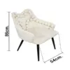 Silla de terciopelo con descansabrazos y diseño en el respaldo beige de 54x61x86cm - Image 4