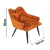 Silla de terciopelo marrón con descansabrazos y bolas a la orilla de 54x61x86cm - Image 4