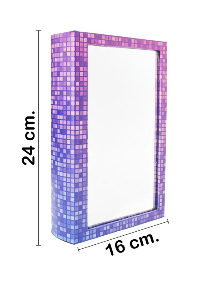 Caja de libro con espejo diseño morado de 24x16x5cm - Image 2