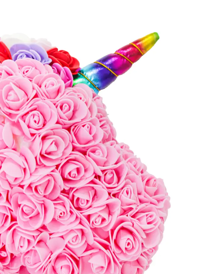 Unicornio forrado de flores rosa de 20x35x37cm - Image 4