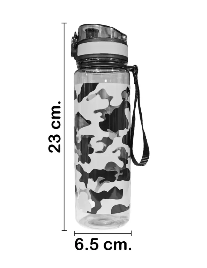 Botella de plástico estampada gris de6.5x6.5x23cm - Image 2