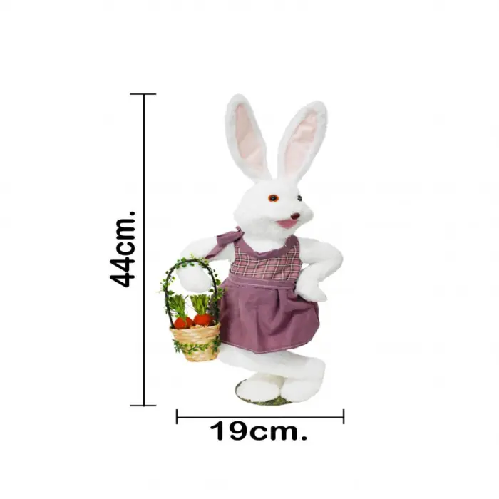 Coneja de fibras naturales con canasta de 19x12x44cm - Image 4