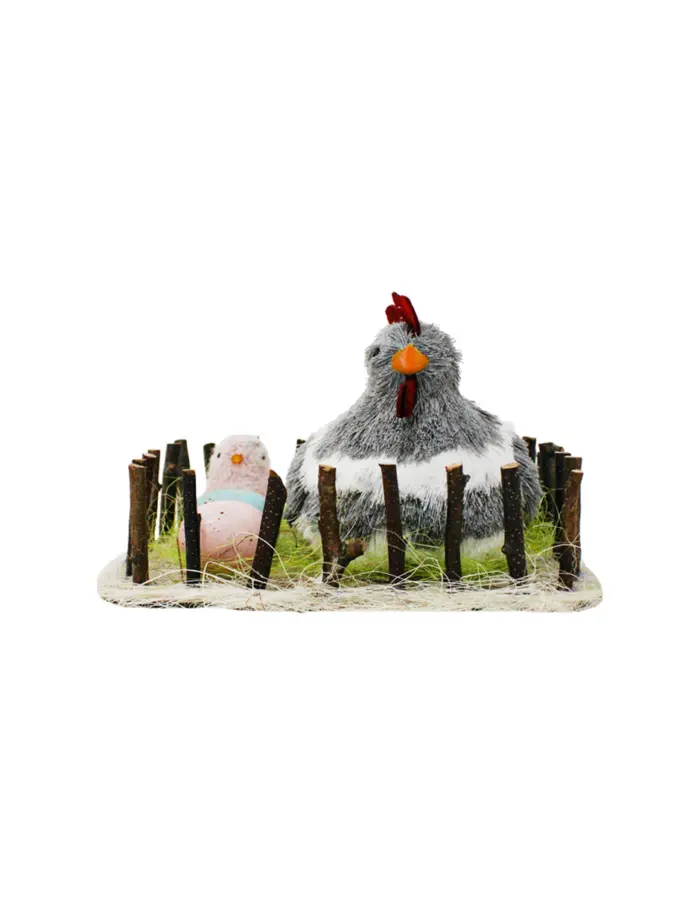 Nido con gallina gris y huevos de 21x18x11cm - Image 2