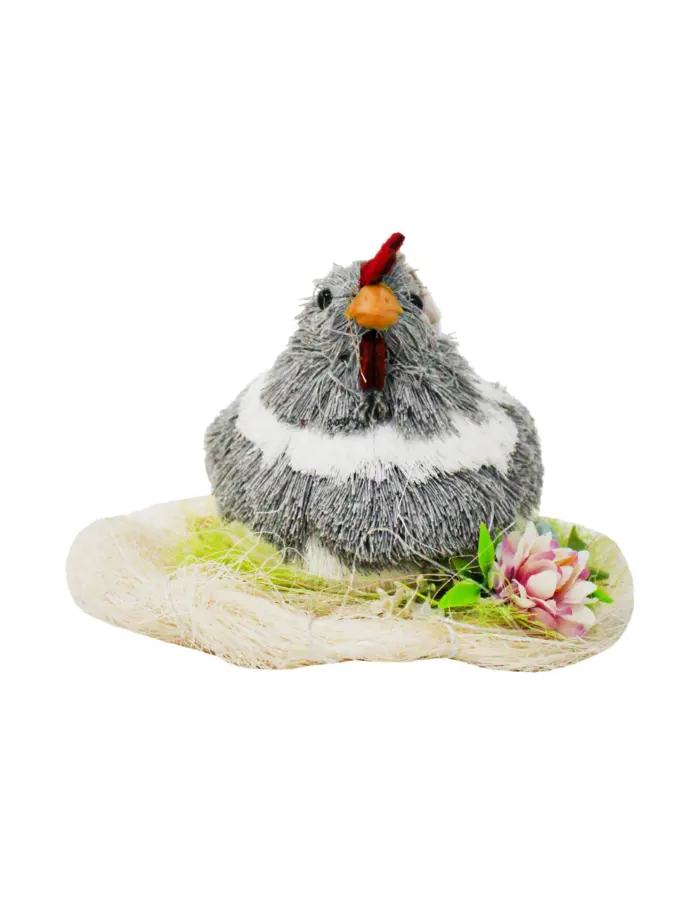 Gallina gris en nido y huevos de 25x30x21cm - Image 2
