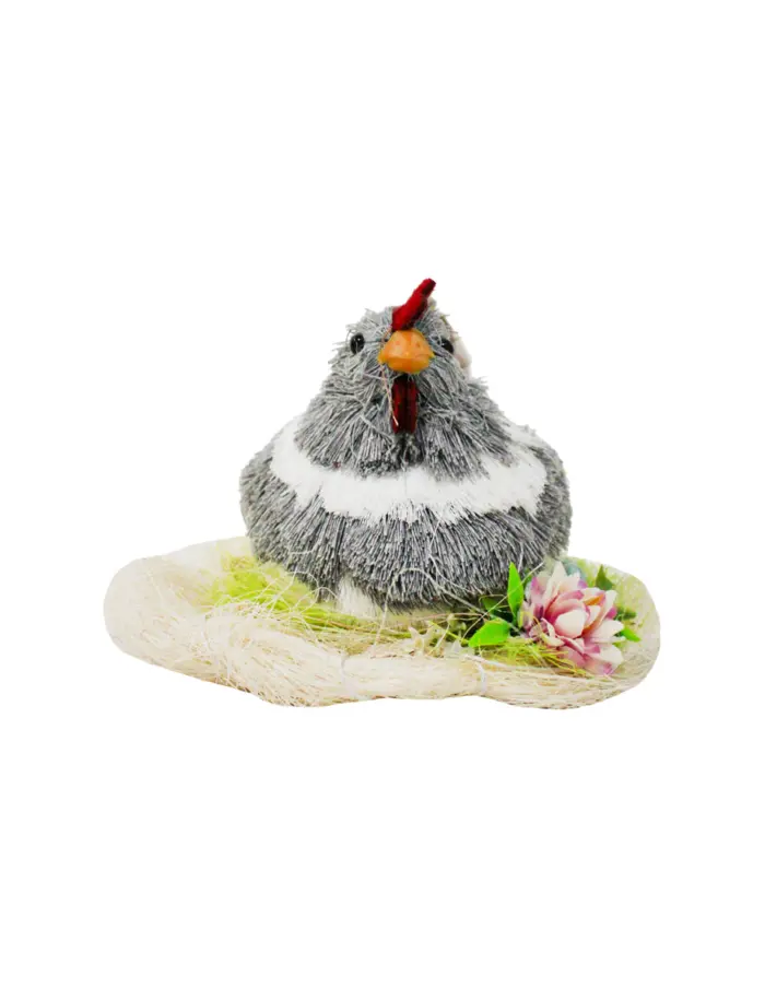 Gallina gris en nido y huevos de 16x16x12cm - Image 2