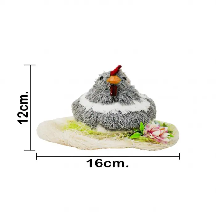 Gallina gris en nido y huevos de 16x16x12cm - Image 4