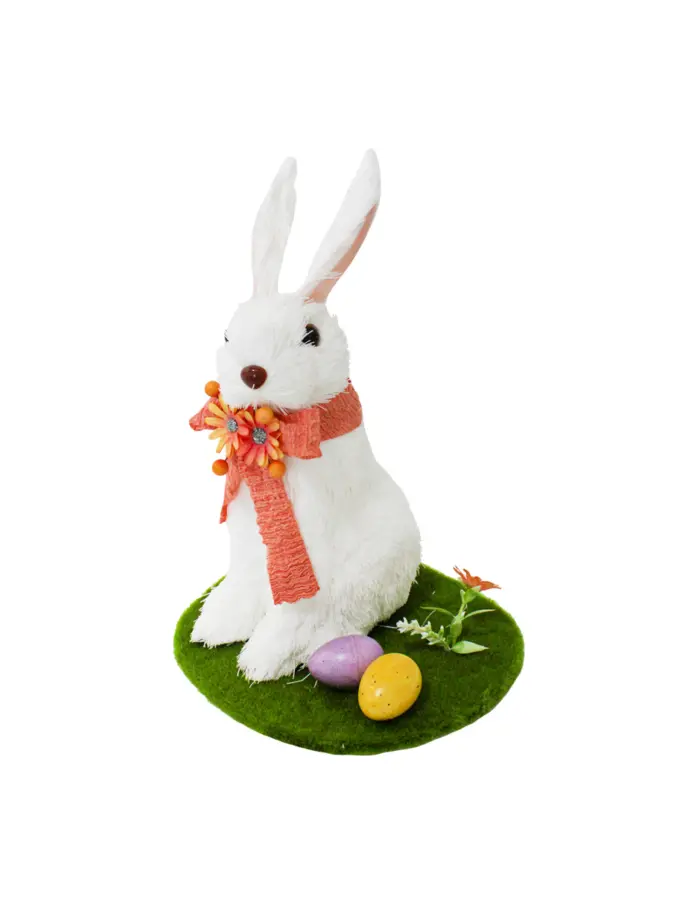 Conejo de fibras naturales con huevos de pascua de 14x11x16cm - Image 2