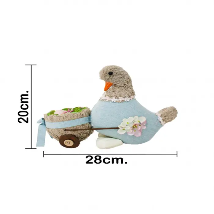 Pato vestido de azul con carrito de huevo de 12x28x20cm - Image 4