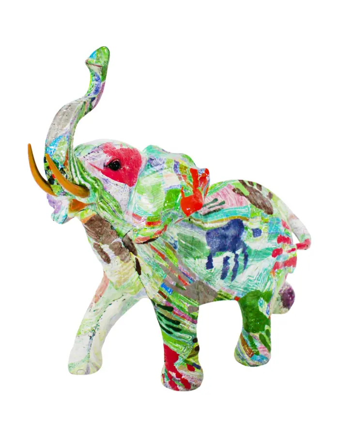 Elefante multicolor de poliresina de 30x16x31cm - Image 2
